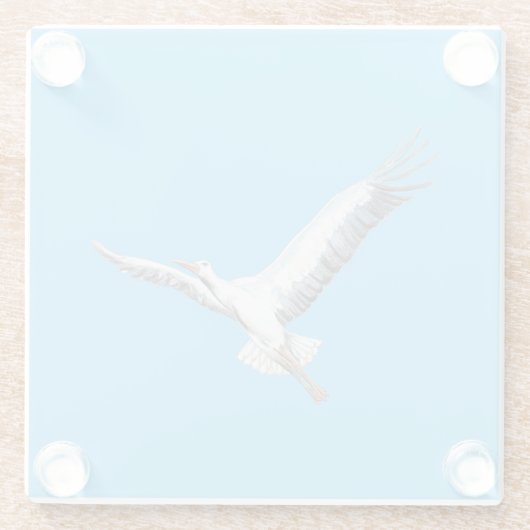 Weißstorch Glasuntersetzer (Rückseite)