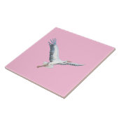 Weißstorch in Pastellrosa Fliese (Seite)