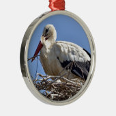 Weißstorch in seinem Nest Ornament Aus Metall (Rechts)