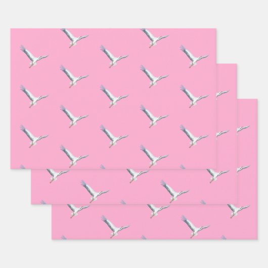 Weißstorche fliegen geschenkpapier set (Set)