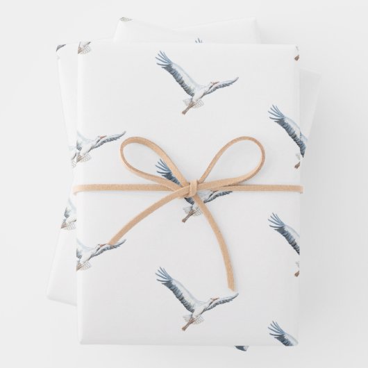Weißstorche fliegen geschenkpapier set (Beispiel)