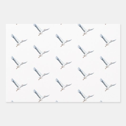Weißstorche fliegen geschenkpapier set (Vorderseite)
