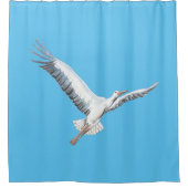 Weißstorchflug - blauer Hintergrund Duschvorhang (Vorderseite)