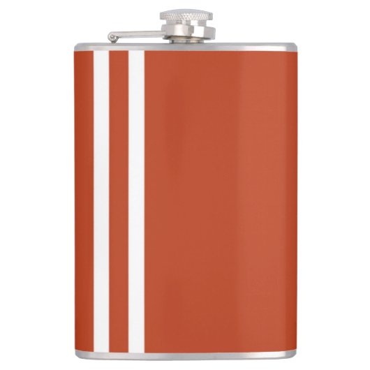 Weißstreifen und orangefarbene Flasche Flachmann (Vorderseite)