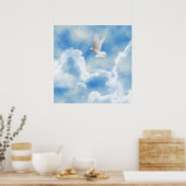 Weißtaube am Himmel Poster (Küche)