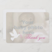 Weißtaubenrosamädchen-Taufe-Foto danken Ihnen zu Dankeskarte (Vorne/Hinten)