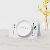 Weißteller mit Silberbesteck Vielen Dank Karte (Gelbe Blume)