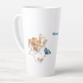 Weißtrockene Blume, latte Tasse (Linke Ecke)