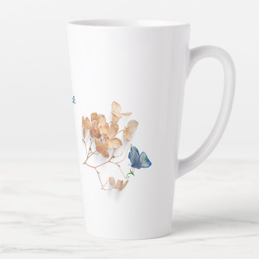 Weißtrockene Blume, latte Tasse (Rechts)