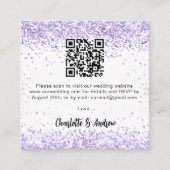 Weißviolett QR-Code Hochzeit RSVP Begleitkarte (Vorderseite)
