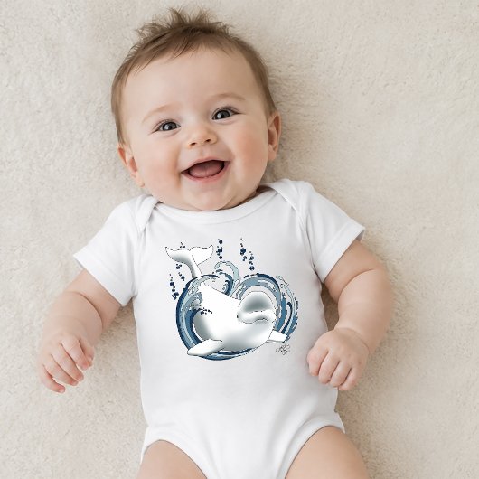 Weißwal Blau Baby Strampler