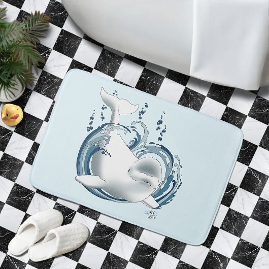 Weißwal Blau Badematte