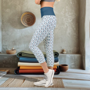 Weißwal Blau Capri Leggings