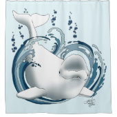Weißwal Blau Duschvorhang (Vorderseite)