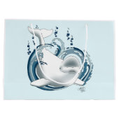 Weißwal Blau Große Geschenktüte (Rückseite)