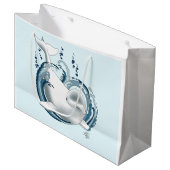 Weißwal Blau Große Geschenktüte (Vorderseite Schrägansicht)