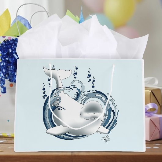 Weißwal Blau Große Geschenktüte