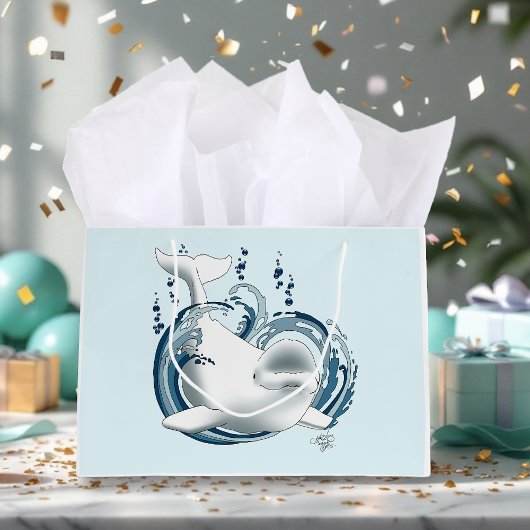 Weißwal Blau Große Geschenktüte