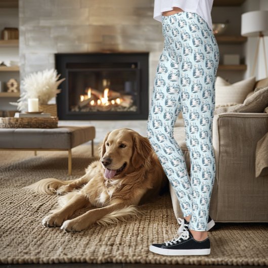 Weißwal Blau Leggings
