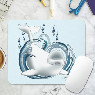Weißwal Blau Mousepad