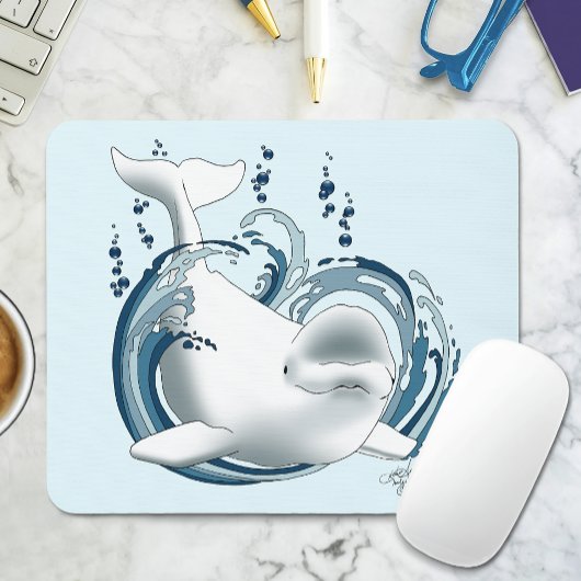 Weißwal Blau Mousepad