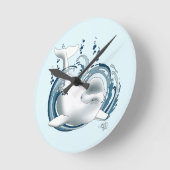 Weißwal Blau Runde Wanduhr (Winkel)
