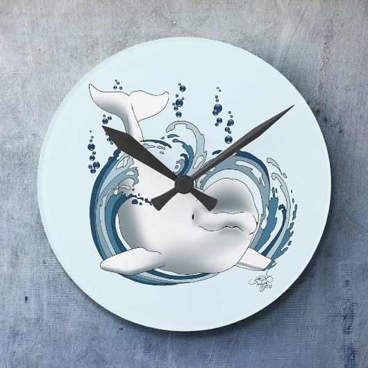 Weißwal Blau Runde Wanduhr