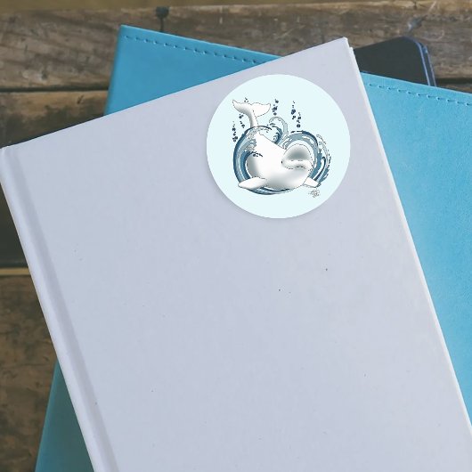 Weißwal Blau Runder Aufkleber