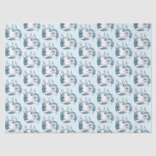 Weißwal Blau Seidenpapier