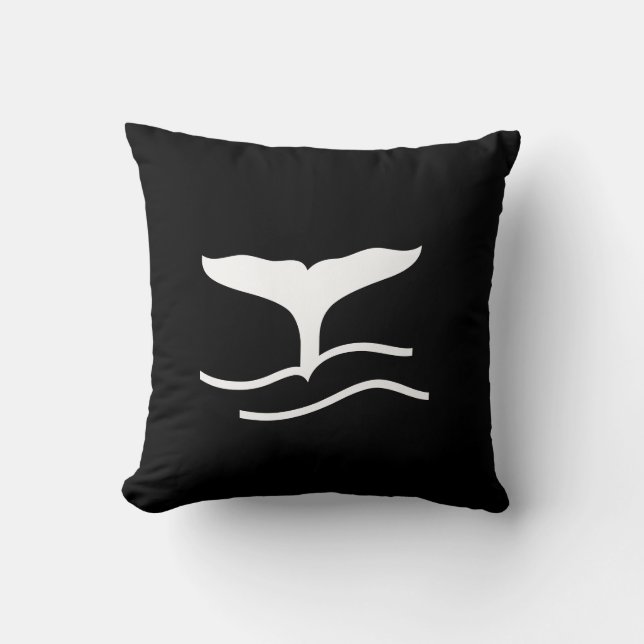 Weißwal-Schwanz auf aquamarinem, blauem Kissen (Vorderseite)