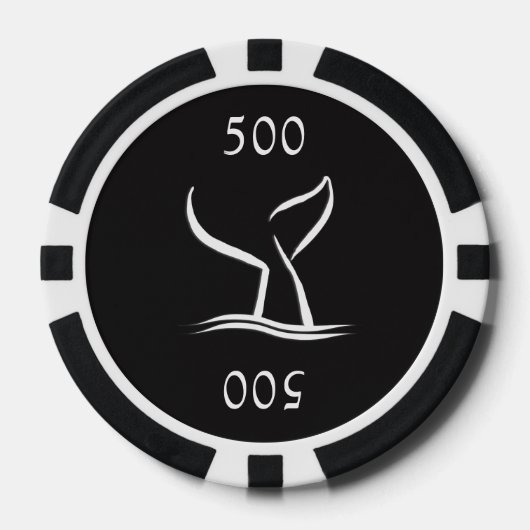 Weißwal-Schwanz auf Schwarz Pokerchips (Vorderseite)