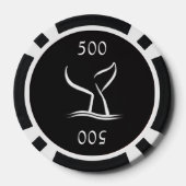 Weißwal-Schwanz auf Schwarz Pokerchips (Rückseite)
