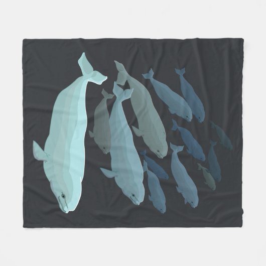 Weißwal-umfassende Weißwal-Wal-Kunst-Fleece-Decke Fleecedecke (Vorderseite (Horizontal))