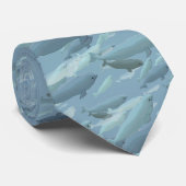 Weißwal-Wal-Krawatten-blaue Weißwal-Wal-Krawatten Krawatte (Gerollt)
