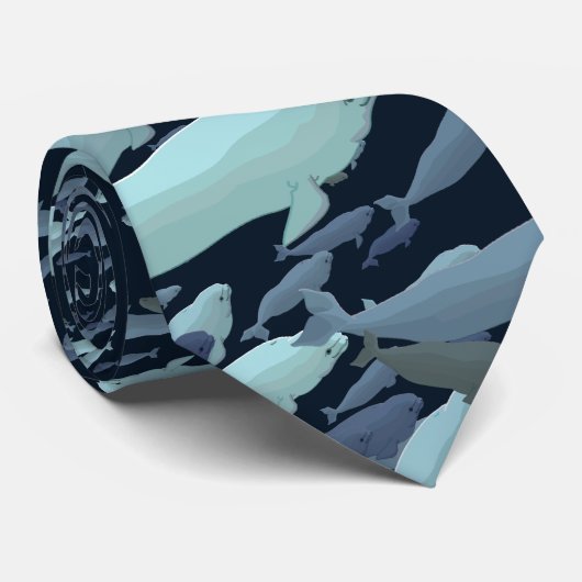 Weißwal-Wal-Krawatten-blaue Weißwal-Wal-Krawatten Krawatte (Gerollt)