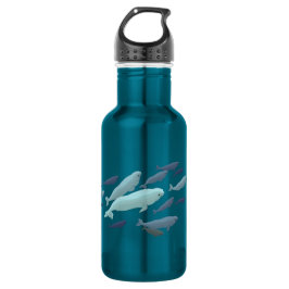 Weißwal-Wal-Kunst-Meeresflora und -fauna Edelstahlflasche