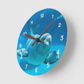 Weißwal-Wal Runde Wanduhr (Winkel)