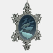 Weißwal-Wal-Verzierungs-personalisierte Schneeflocken Zinn-Ornament (Links)