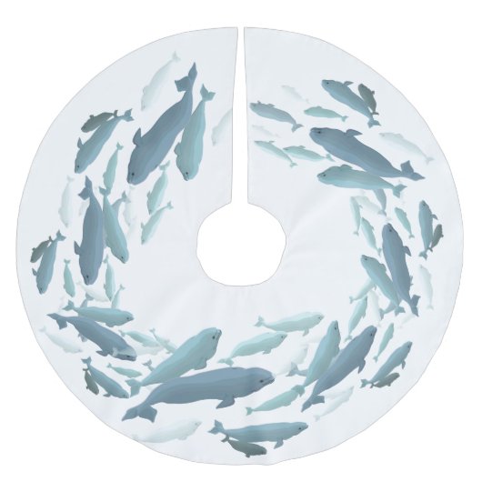 Weißwal-Wal-Weihnachtsbaum-Rock-Wal-Baum-Rock Polyester Weihnachtsbaumdecke (Vorderseite)