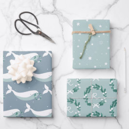 Weißwal Weihnachtswaschpapier Geschenkpapier Set