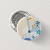 Weißwald Floral Bird Wasserfarbe Button (Vorne & Hinten)