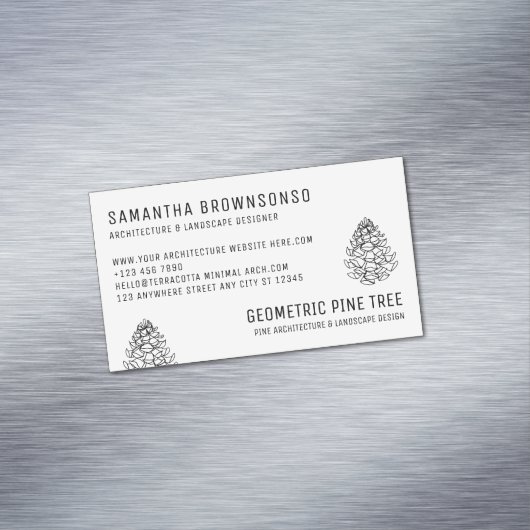 Weißwaldbaum Rustikaler Kiefernkone Magnetische Visitenkarte (Beispiel)