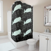 Weißwale auf schwarzem Muster Duschvorhang (Beispiel)