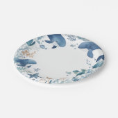 Weißwale Geburtstagspartikelplatte Pappteller (Schrägansicht)