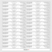 Weißwasserdichte Kosmetikmarke 1" x 7" Aufkleber (Blatt)