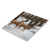 Weißwedelhirsch im Schnee Fliese (Seite)