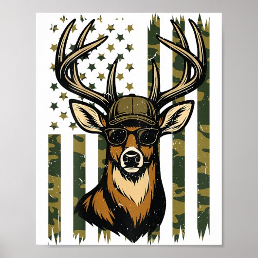 Weißwedelhirsch Jugend Junge Hirschjagd Camo Ameri Poster (Vorne)