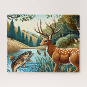 Weißwedelhirsch-Landschaft Puzzle