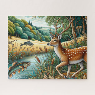 Weißwedelhirsch-Landschaft Puzzle
