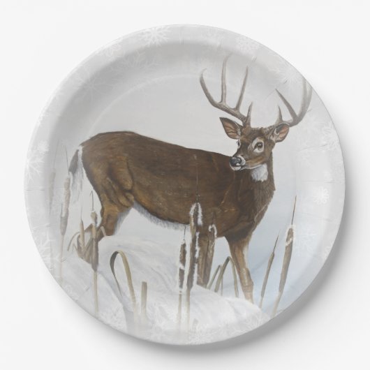 Weißwedelhirsch Pappteller (Vorderseite)
